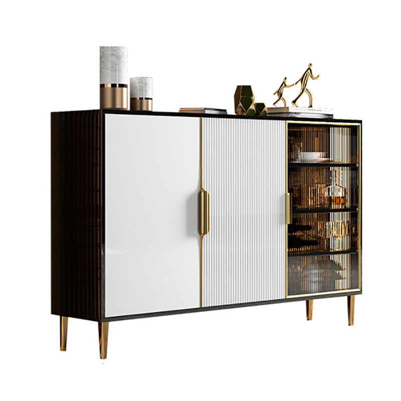 Contemporary Stone Sideboard Dining Room Adjustable Shelves Sideboard 55"L x 14"W x 37"H Stone Clearhalo 'buffet_sideboard' 'Buffets & Sideboards' 'furn' 'furn_buffet_sideboard' 'Furniture' 'furniture_buffet_sideboard' 'Kitchen & Dining Furniture' 4983226