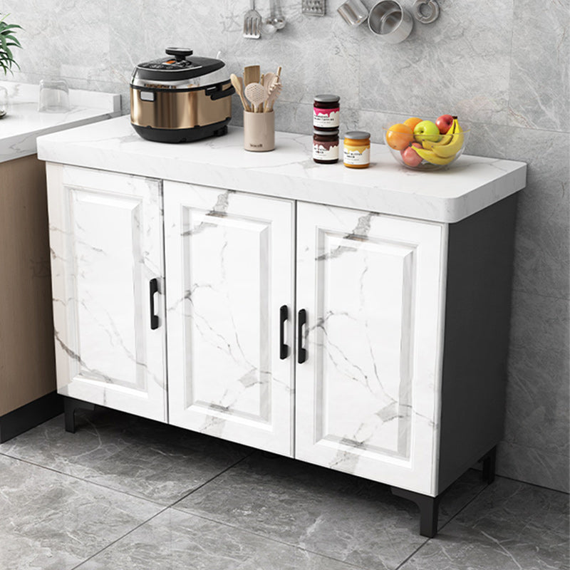 15.75"W x 32.68"H Sideboard Contemporary Style Dining Server with 2 Doors 47"L x 16"W x 33"H Silver Gray Clearhalo 'buffet_sideboard' 'Buffets & Sideboards' 'furn' 'furn_buffet_sideboard' 'Furniture' 'furniture_buffet_sideboard' 'Kitchen & Dining Furniture' 4983350