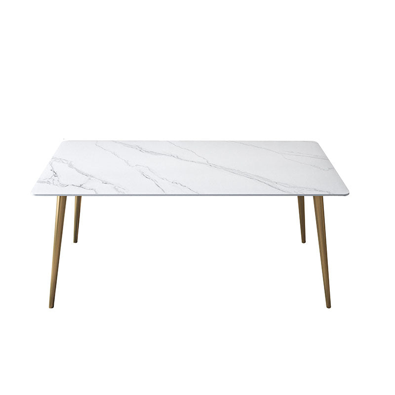 Glam Style Office Desk Rectangular Writing Desk with Metal Legs 63"L x 31.5"W x 29.5"H Matte White Clearhalo 'furn' 'furn_office_desk' 'Furniture' 'furniture_office_desk' 'Office Desks' 'Office Furniture' 'office_desk' 4983595