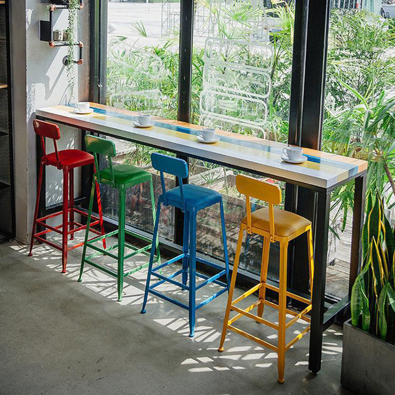 Rectangle Modern Bar Height Table Trestle Wood Counter Table for Coffee Shop 78.7"L x 15.7"W x 41.3"H Without Chairs Clearhalo 'Bar Furniture' 'Bar Tables' 'bar_tables' 'furn' 'furn_bar_tables' 'Furniture' 'furniture_bar_tables' 'Kitchen & Dining Furniture' 4983722