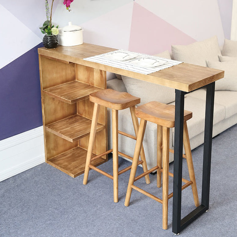 Rectangle Wood Top Counter Table 42-inch Height Industrial Bar Table 70.9"L x 15.7"W x 41.3"H Without Chairs Clearhalo 'Bar Furniture' 'Bar Tables' 'bar_tables' 'furn' 'furn_bar_tables' 'Furniture' 'furniture_bar_tables' 'Kitchen & Dining Furniture' 4983864