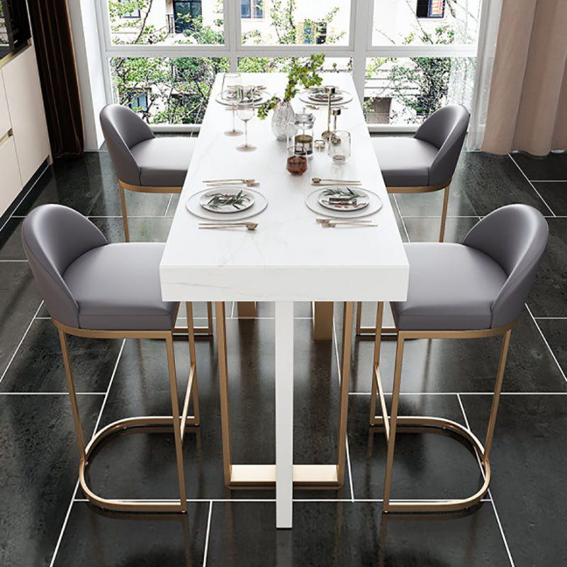 Rectangle Bar Table Contemporary Bar Dining Table with 4 Gold Legs 55.1"L x 23.6"W x 39.4"H Without Chairs Clearhalo 'Bar Furniture' 'Bar Tables' 'bar_tables' 'furn' 'furn_bar_tables' 'Furniture' 'furniture_bar_tables' 'Kitchen & Dining Furniture' 4983969
