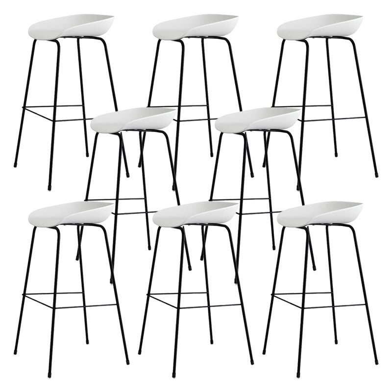 Contemporary Style Bar-stool Plastic Counter Bar Stool with Metal Legs for Kitchen White-Black 8 Piece Set Clearhalo 'Bar Furniture' 'Bar Stools' 'bar_stools' 'furn' 'furn_bar_stools' 'Furniture' 'furniture_bar_stools' 'Kitchen & Dining Furniture' 4984147