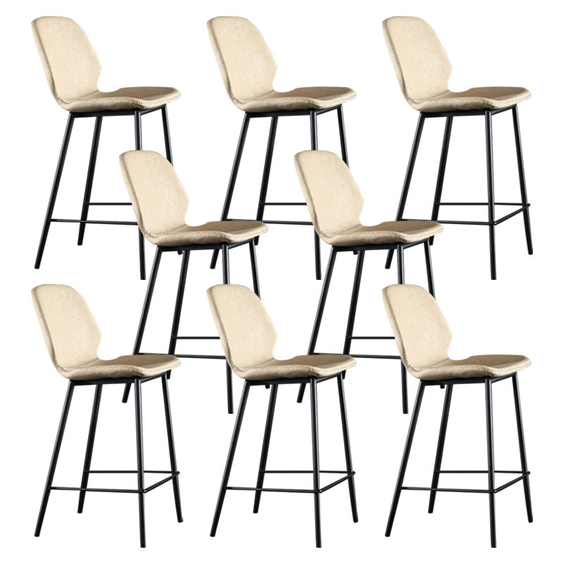 Scandinavian Matte Finish Leather Barstool Footrest Living Room Stool Beige 8 Piece Set Counter Stool(26"H) Clearhalo 'Bar Furniture' 'Bar Stools' 'bar_stools' 'furn' 'furn_bar_stools' 'Furniture' 'furniture_bar_stools' 'Kitchen & Dining Furniture' 4984423