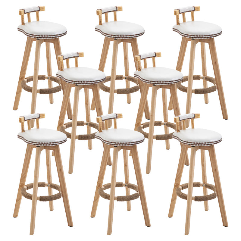 Modern Rubberwood Restaurant Stool Matte Finish Upholstered Bar Stools White Set of 8 Clearhalo 'Bar Furniture' 'Bar Stools' 'bar_stools' 'Furniture' 'furniture_bar_stools' 'Kitchen & Dining Furniture' 4984531