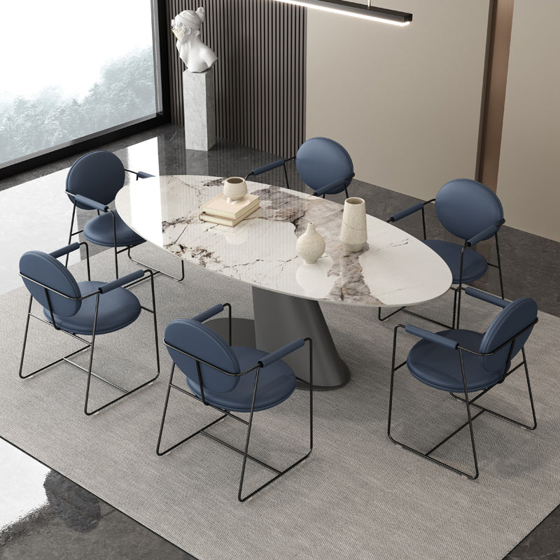 Modern Style Sintered Stone Dining Table Set 1/3/4/7 Pieces Dining Set 7 Pieces: Table, 6 Chairs Clearhalo 'Dining Room Sets' 'Dining Tables & Seating' 'dining_room_set' 'furn' 'furn_dining_room_set' 'Furniture' 'furniture_dining_room_set' 'Kitchen & Dining Furniture' 4985352
