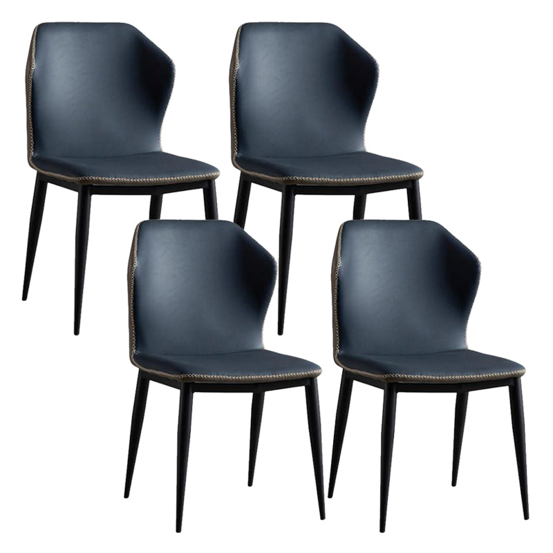 Leather Contemporary Style Dining Chair Matte Finish Wingback Side Chair Dark Blue 4 Piece Set Clearhalo 'Dining Chairs' 'Dining Tables & Seating' 'dining_chair' 'furn' 'furn_dining_chair' 'Furniture' 'furniture_dining_chair' 'Kitchen & Dining Furniture' 4985861