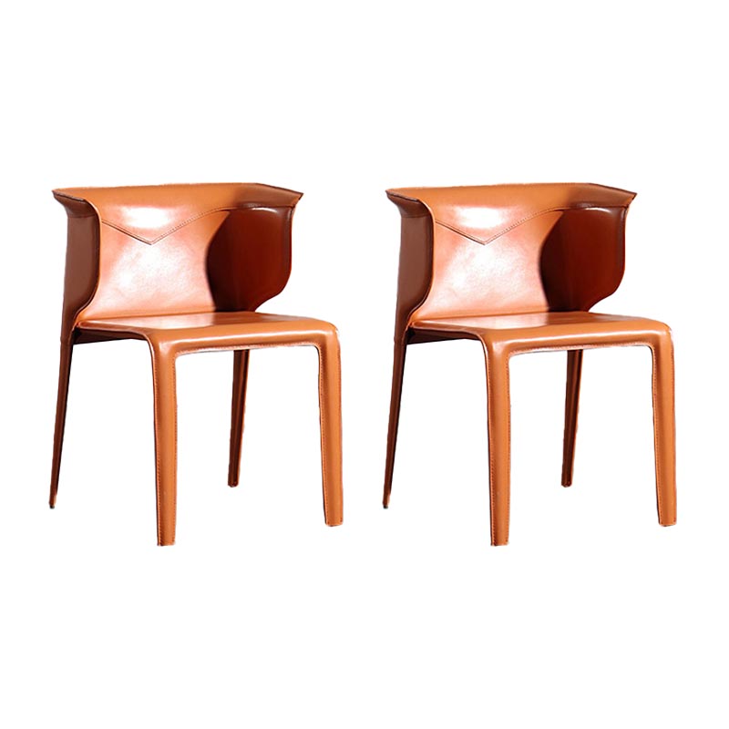 Metal Contemporary Indoor Chair with Leather Legs Matte Finish Side Chair for Dining Room Orange 2 Piece Set Clearhalo 'Dining Chairs' 'Dining Tables & Seating' 'dining_chair' 'furn' 'furn_dining_chair' 'Furniture' 'furniture_dining_chair' 'Kitchen & Dining Furniture' 4986210