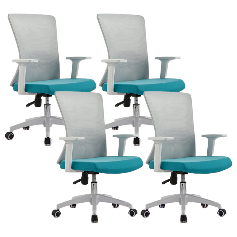 Ergonomic Mesh Desk Chair Home Office Fixed Arms Office Chair Gray-Blue 4 Piece Set Clearhalo 'furn' 'furn_office_chair' 'Furniture' 'furniture_office_chair' 'Office Chairs' 'Office Furniture' 'office_chair' 4992225
