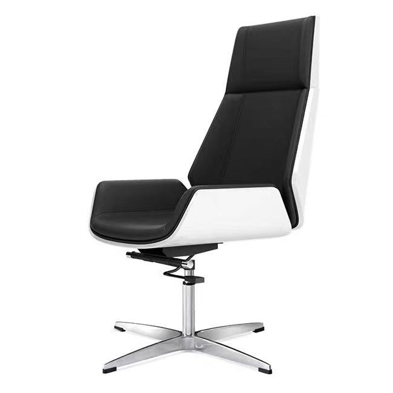 Executive Ergonomic Computer Chair Silver Metal Base Contemporary Office Chair Black White High-Back (Over 22 in.) Casters Not Included Clearhalo 'furn' 'furn_office_chair' 'Furniture' 'furniture_office_chair' 'Office Chairs' 'Office Furniture' 'office_chair' 4992281