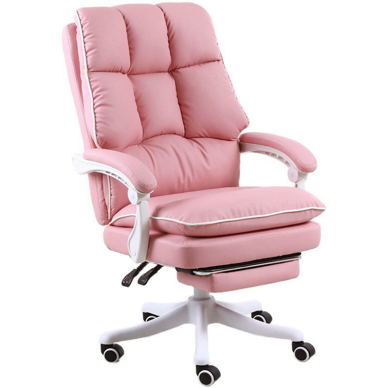 Modern & Contemporary Height-adjustable Managers Chair Executive Ergonomic Chair Pink With Footrest Clearhalo 'furn' 'furn_office_chair' 'Furniture' 'furniture_office_chair' 'Office Chairs' 'Office Furniture' 'office_chair' 4992969