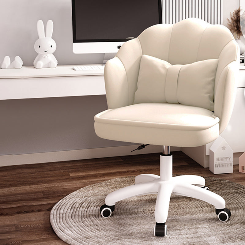 Faux Leather Desk Chair Contemporary Pillow Included Office Chair with Wheels White Latex Clearhalo 'furn' 'furn_office_chair' 'Furniture' 'furniture_office_chair' 'Office Chairs' 'Office Furniture' 'office_chair' 4992984