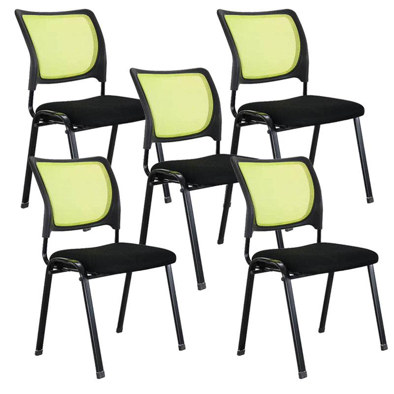 Black Metal Frame Modern Office Chair Mid-Back Microfiber Task Chair Green 5 Piece Set Clearhalo 'furn' 'furn_office_chair' 'Furniture' 'furniture_office_chair' 'Office Chairs' 'Office Furniture' 'office_chair' 4993030