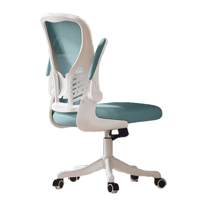 High Back Office Chair with Sponge Cushion Adjustable Arm Nylon Office Chair White-Blue Clearhalo 'furn' 'furn_office_chair' 'Furniture' 'furniture_office_chair' 'Office Chairs' 'Office Furniture' 'office_chair' 4993099