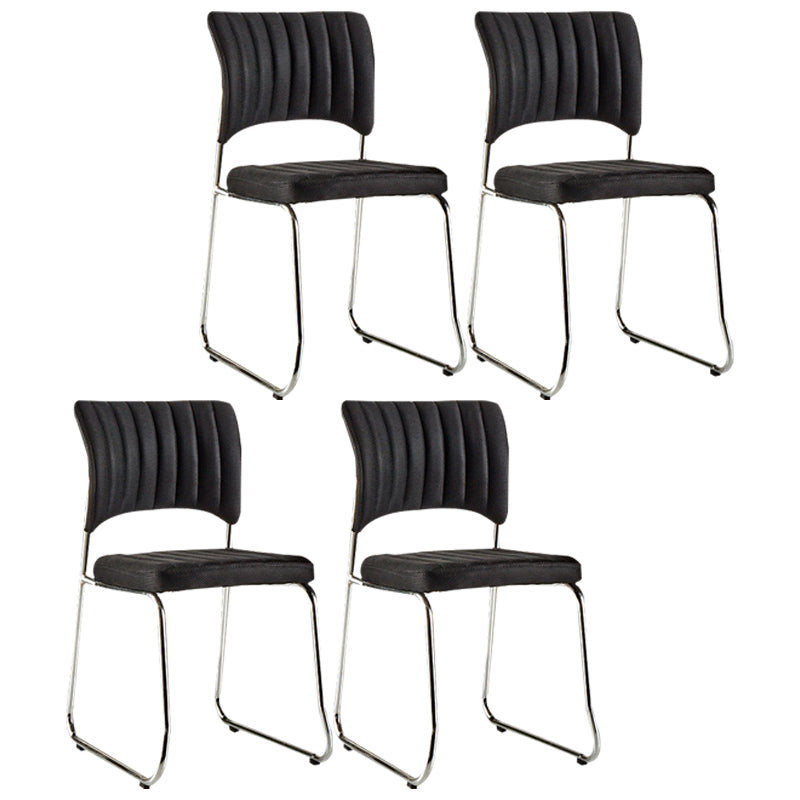 Modern Style Task Chair Mid-Back Ergonomic Armless Office Chair Matt Black 4 Piece Set Casters Not Included Clearhalo 'furn' 'furn_office_chair' 'Furniture' 'furniture_office_chair' 'Office Chairs' 'Office Furniture' 'office_chair' 4993169