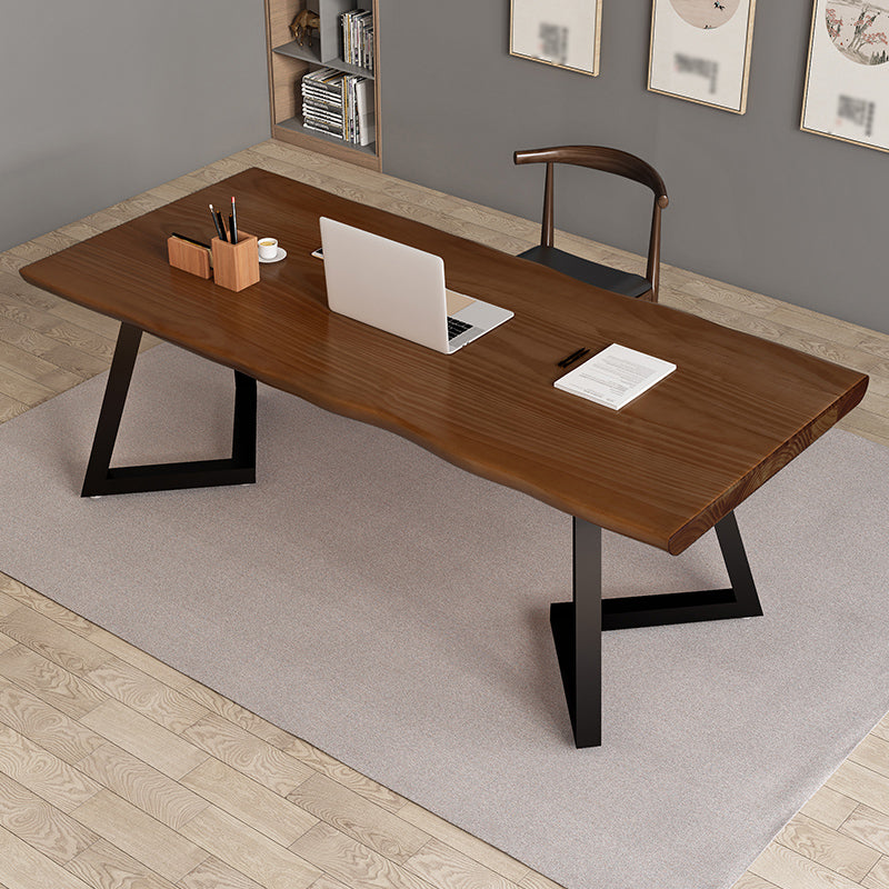 Solid Wood Home Working Table Industrial Wood Color Office Table 78.7"L x 31.5"W x 29.5"H Clearhalo 'furn' 'furn_office_desk' 'Furniture' 'furniture_office_desk' 'Office Desks' 'Office Furniture' 'office_desk' 4993406