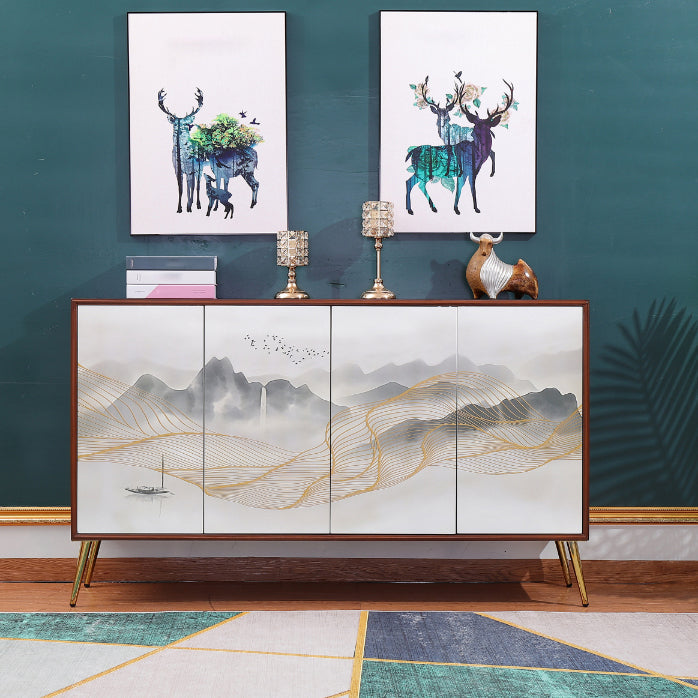 Modern Birch Wood Sideboard Simple Cabinets Dining Server for Living Room 59"L x 16"W x 35"H White Clearhalo 'buffet_sideboard' 'Buffets & Sideboards' 'furn' 'furn_buffet_sideboard' 'Furniture' 'furniture_buffet_sideboard' 'Kitchen & Dining Furniture' 4993734