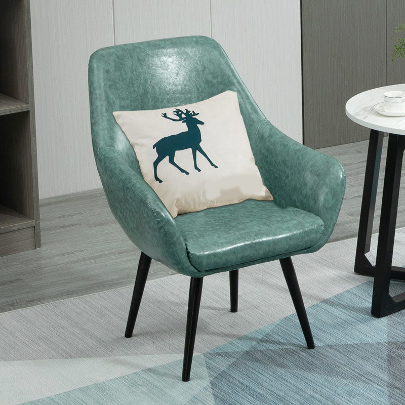 24.8"Wide Bonded Leather Arm Chair with Basic Four Legs and Flared Arms Blue Clearhalo 'Accent Chairs' 'accent_chairs' 'Chairs & Seating' 'furn' 'furn_accent_chairs' 'Furniture' 'furniture_accent_chairs' 'Living Room Furniture' 4993985
