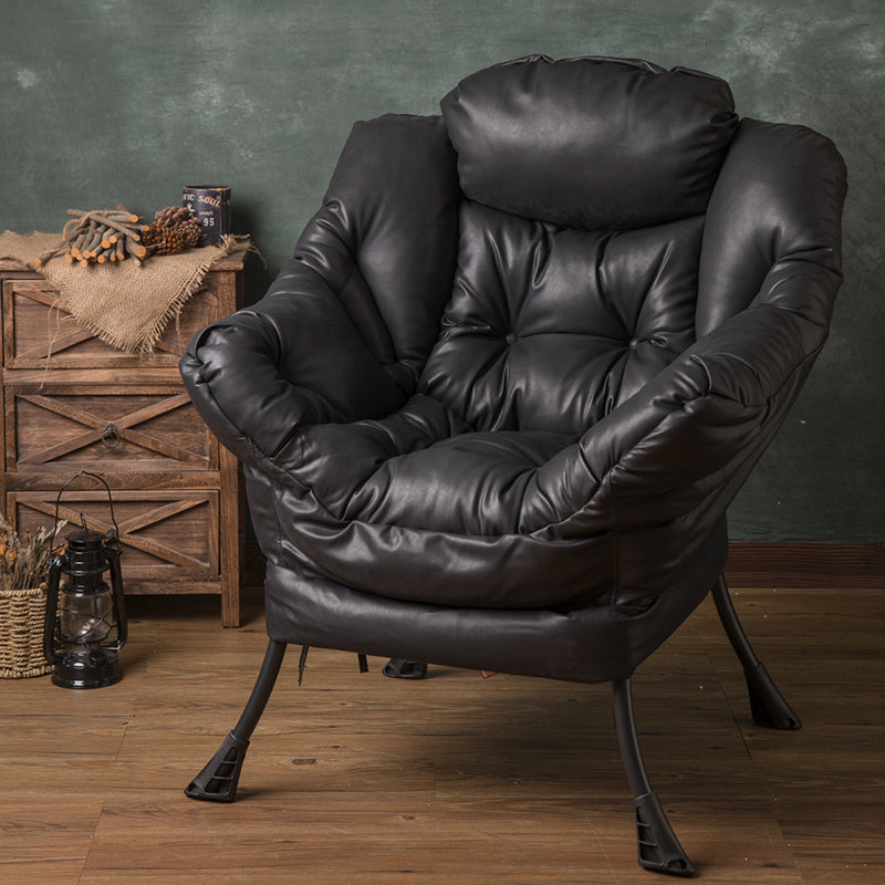Faux Leather/Faux Fur Chair 31.4" L x 25.5" W x 35.4" H Arms Included Chair Black Without Ottoman Clearhalo 'Accent Chairs' 'accent_chairs' 'Chairs & Seating' 'furn' 'furn_accent_chairs' 'Furniture' 'furniture_accent_chairs' 'Living Room Furniture' 4994222