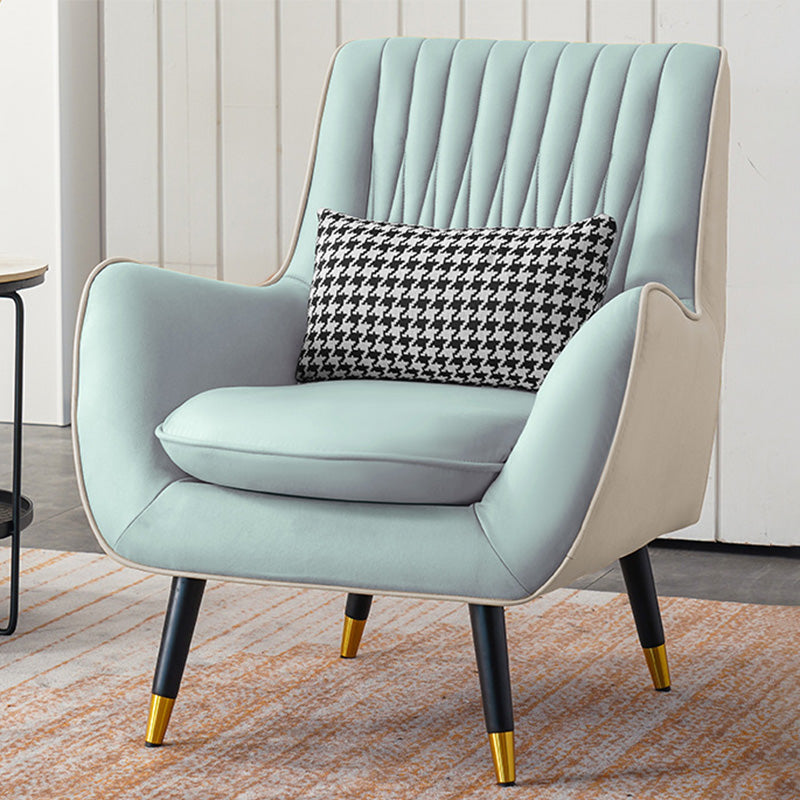 Faux Leather 31.5"W x 27.5"D x 35.4"H Armchair with Basic Four Legs for Bedroom Beige-Green Clearhalo 'Accent Chairs' 'accent_chairs' 'Chairs & Seating' 'furn' 'furn_accent_chairs' 'Furniture' 'furniture_accent_chairs' 'Living Room Furniture' 4994484