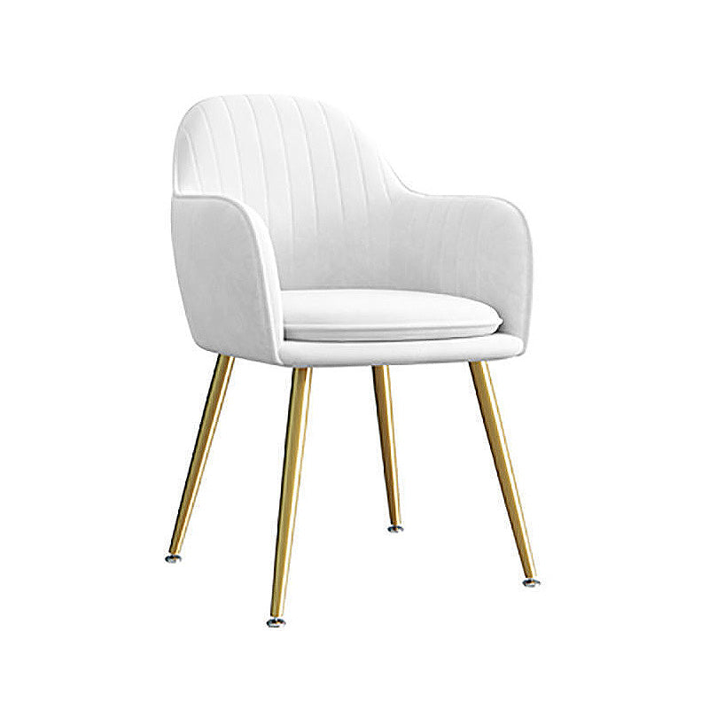 Velvet 17.7"Wide Solid Color Armchair with Basic Four Legs for Bedroom Off-White Brass Gold Clearhalo 'Accent Chairs' 'accent_chairs' 'Chairs & Seating' 'furn' 'furn_accent_chairs' 'Furniture' 'furniture_accent_chairs' 'Living Room Furniture' 4994518