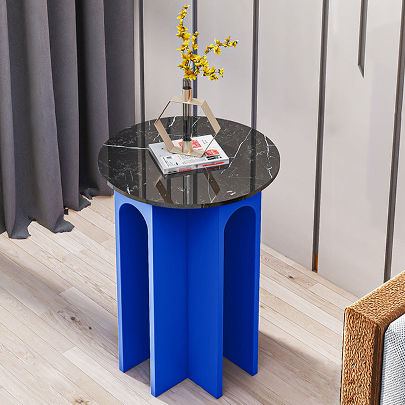 Pedestal 1 Single Coffee Table Marble/Metallic Cocktail Table 16"L x 16"W x 20"H Marble Blue Clearhalo 'Coffee & Accent Tables' 'Coffee Tables' 'coffee_tables' 'furn' 'furn_coffee_tables' 'Furniture' 'furniture_coffee_tables' 'Living Room Furniture' 5000852