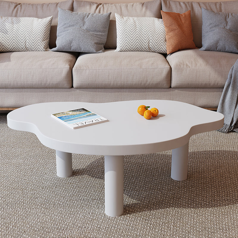 Geometric White Wood Coffee Table 3 Legs Base 1 Single Cocktail Table White Clearhalo 'Coffee & Accent Tables' 'Coffee Tables' 'coffee_tables' 'furn' 'furn_coffee_tables' 'Furniture' 'furniture_coffee_tables' 'Living Room Furniture' 5000967