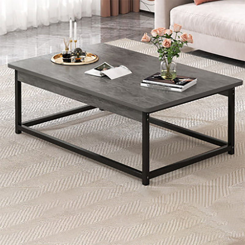 Modern Rectangular Metal Frame Coffee Table Brown Cocktail Table Gray Clearhalo 'Coffee & Accent Tables' 'Coffee Tables' 'coffee_tables' 'furn' 'furn_coffee_tables' 'Furniture' 'furniture_coffee_tables' 'Living Room Furniture' 5001194