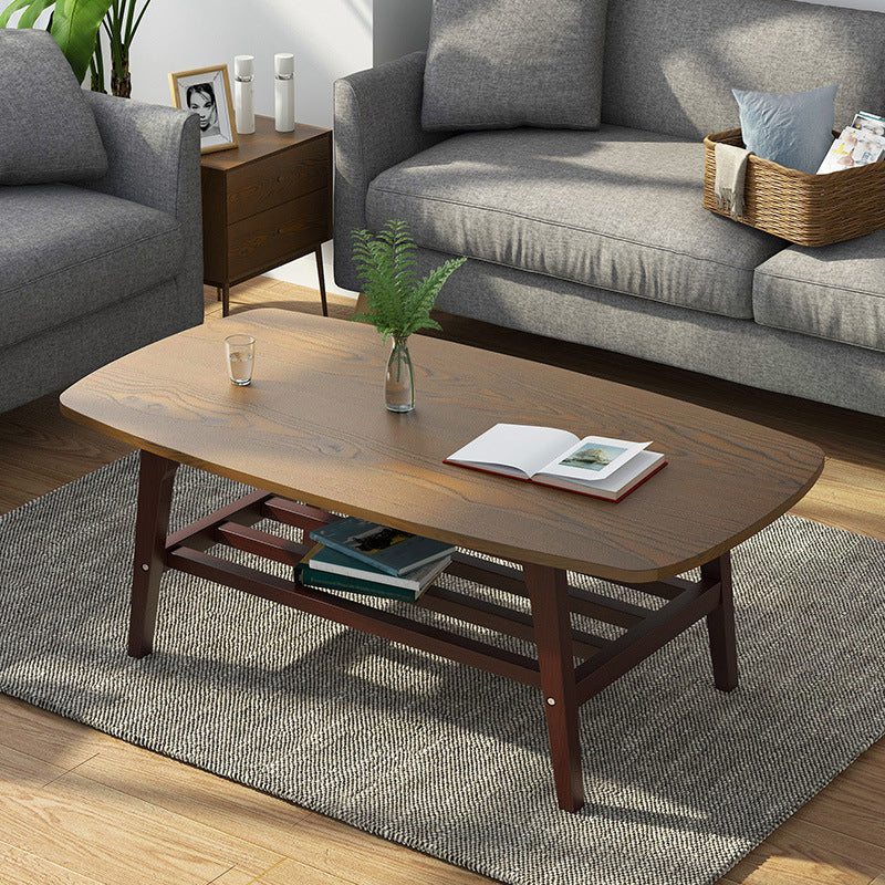 Modern Style Solid Wood Top Rectangular Walnut/wood Coffee Table 47"L x 22"W x 18"H Walnut Shelves Included Clearhalo 'Coffee & Accent Tables' 'Coffee Tables' 'coffee_tables' 'furn' 'furn_coffee_tables' 'Furniture' 'furniture_coffee_tables' 'Living Room Furniture' 5001213
