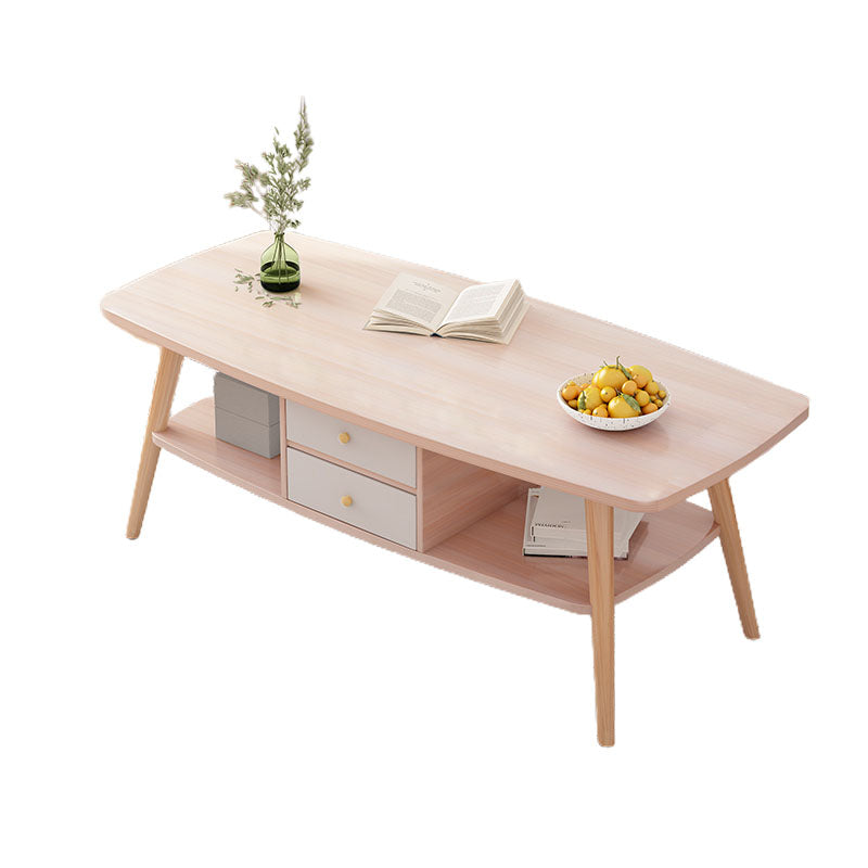 Modern Wooden Rectangular/Geometric Coffee Table with Storage Cocktail Table Natural Clearhalo 'Coffee & Accent Tables' 'Coffee Tables' 'coffee_tables' 'furn' 'furn_coffee_tables' 'Furniture' 'furniture_coffee_tables' 'Living Room Furniture' 5001543