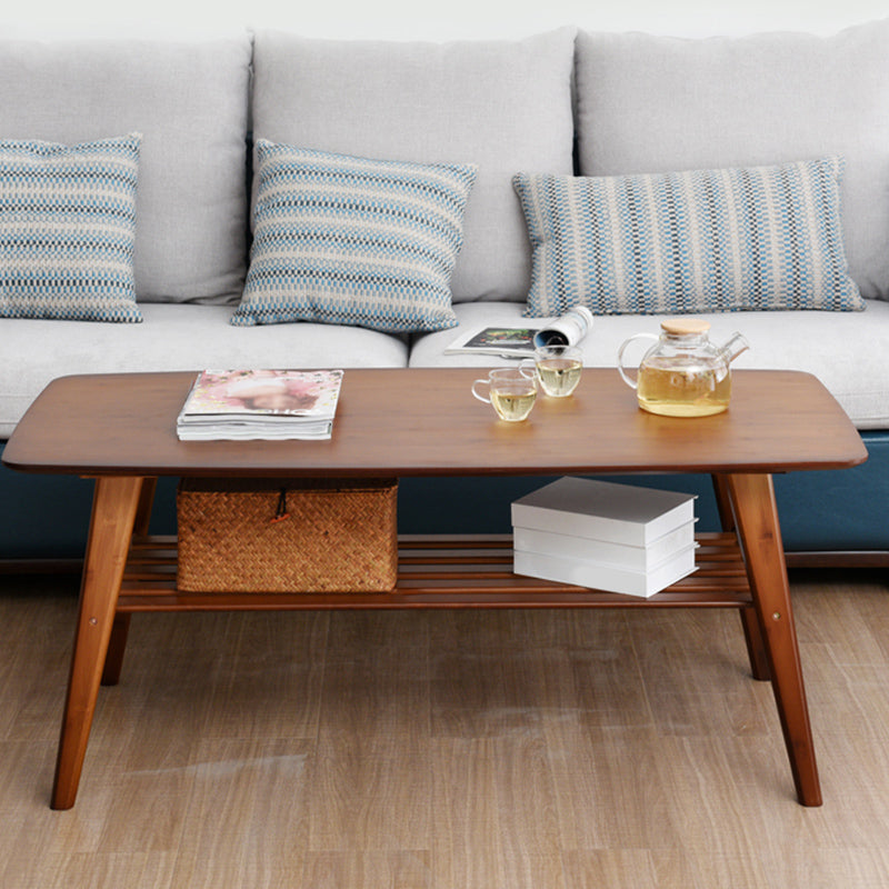 Rectangular Coffee Table with Walnut/wood-colored Top on 4-leg Base Clearhalo 'Coffee & Accent Tables' 'Coffee Tables' 'coffee_tables' 'furn' 'furn_coffee_tables' 'Furniture' 'furniture_coffee_tables' 'Living Room Furniture' 5001673
