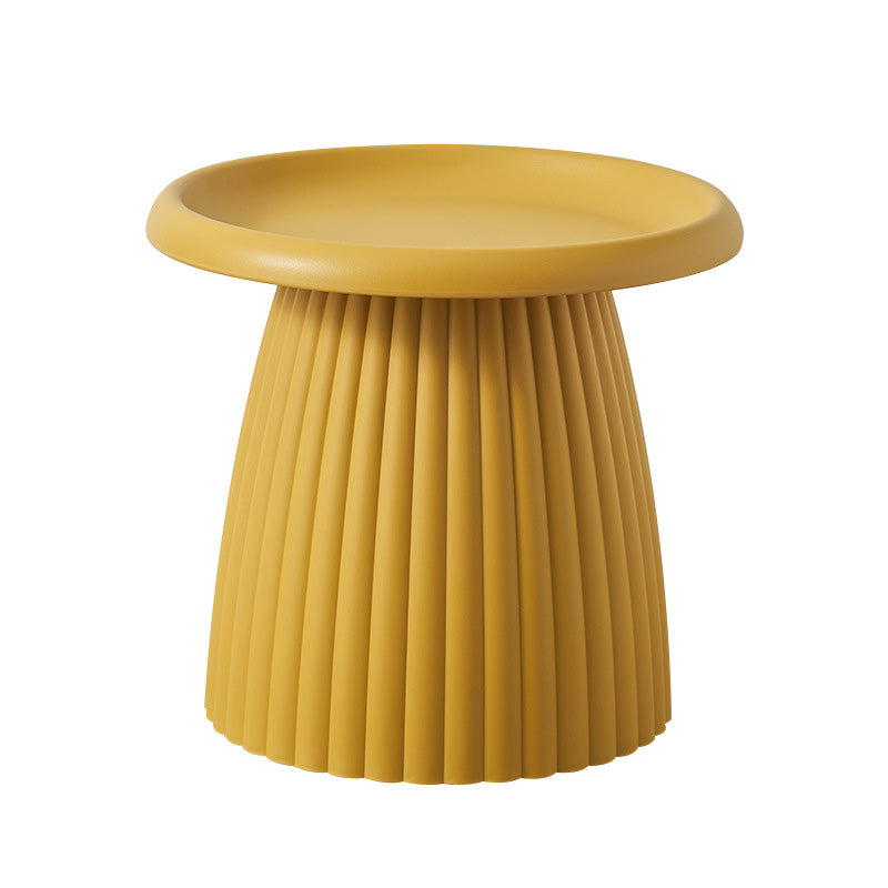 Modern Round Pedestal Coffee Table Acrylic Pink Coffee Table 20"L x 20"W x 18"H Yellow Ribbed Clearhalo 'Coffee & Accent Tables' 'Coffee Tables' 'coffee_tables' 'furn' 'furn_coffee_tables' 'Furniture' 'furniture_coffee_tables' 'Living Room Furniture' 5001987
