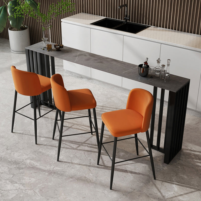 Industrial Style Bar Table Stone 42-inch Height Pub Table for Living Room 78.7"L x 15.7"W x 41.3"H Gray Without Chairs Clearhalo 'Bar Furniture' 'Bar Tables' 'bar_tables' 'furn' 'furn_bar_tables' 'Furniture' 'furniture_bar_tables' 'Kitchen & Dining Furniture' 5002459