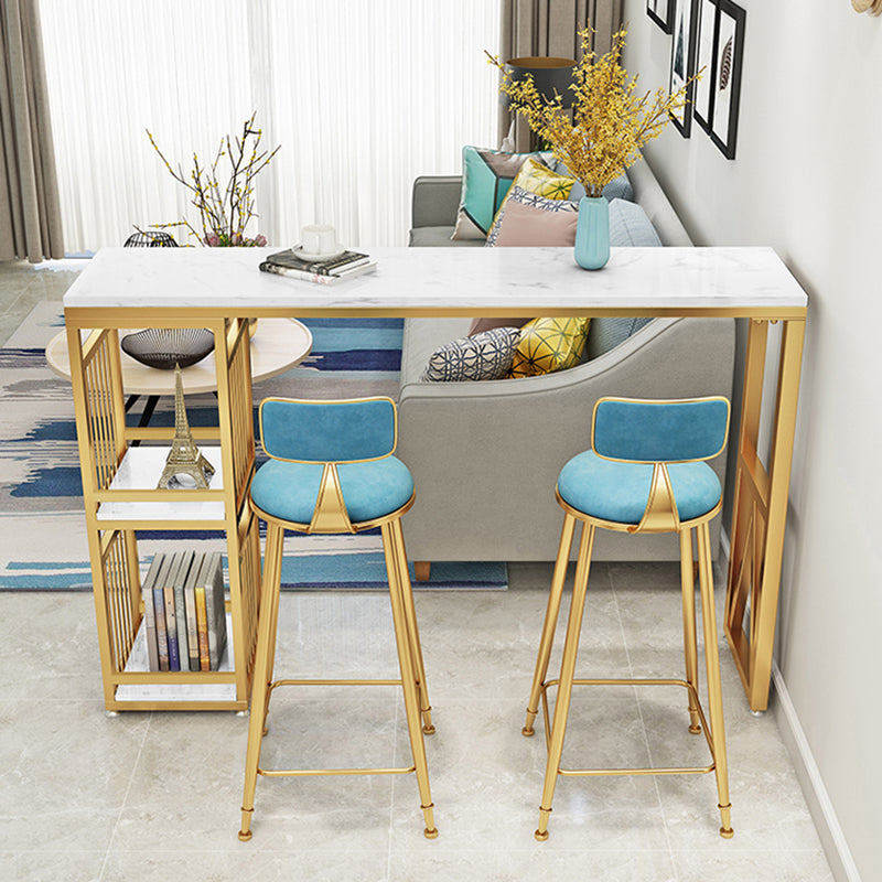 Marble Indoor Bistro Bar Table Storage Fixed Table Counter Wine Table with Storage 78.7"L x 15.7"W x 41.3"H Without Chairs Clearhalo 'Bar Furniture' 'Bar Tables' 'bar_tables' 'furn' 'furn_bar_tables' 'Furniture' 'furniture_bar_tables' 'Kitchen & Dining Furniture' 5002478