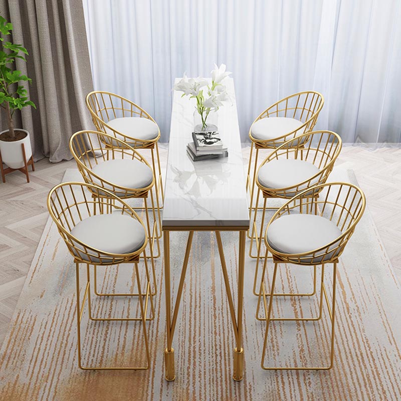 Contemporary Indoor Counter Height Dining Table Marble Rectangle White Bistro Table 78.7"L x 15.7"W x 41.3"H Without Chairs Clearhalo 'Bar Furniture' 'Bar Tables' 'bar_tables' 'furn' 'furn_bar_tables' 'Furniture' 'furniture_bar_tables' 'Kitchen & Dining Furniture' 5002556