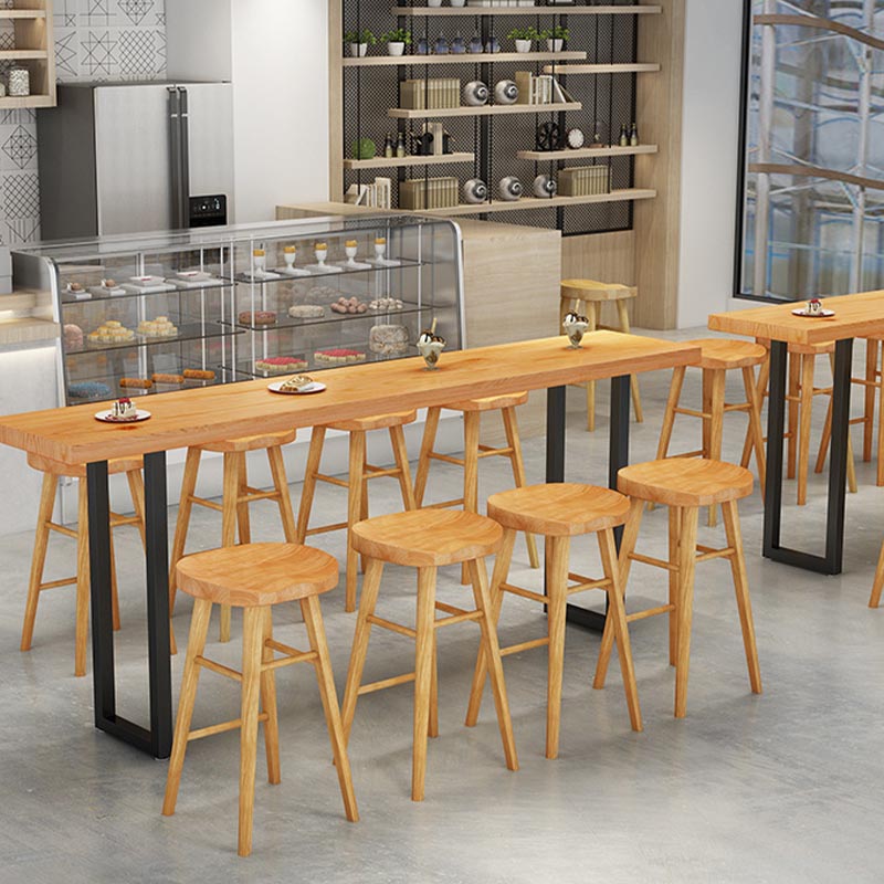 Solid Wood Bar Dining Table Rectangle Industrial Bar Table with Sled Base 94.5"L x 15.7"W x 41.3"H Without Chairs Clearhalo 'Bar Furniture' 'Bar Tables' 'bar_tables' 'furn' 'furn_bar_tables' 'Furniture' 'furniture_bar_tables' 'Kitchen & Dining Furniture' 5002578