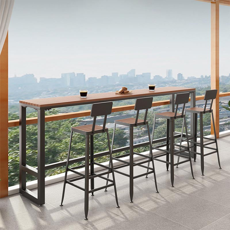 Wood Bar Dining Table Traditional Luxury Rectangle Bar Table with Trestle Base 102.4"L x 15.7"W x 41.3"H Black Without Chairs Clearhalo 'Bar Furniture' 'Bar Tables' 'bar_tables' 'furn' 'furn_bar_tables' 'Furniture' 'furniture_bar_tables' 'Kitchen & Dining Furniture' 5002721