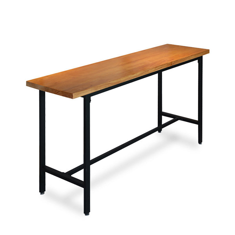 Pine Wood Bar Dining Table Brown Industrial Bar Dining Table with Trestle Base 78.7"L x 15.7"W x 41.3"H Without Chairs Clearhalo 'Bar Furniture' 'Bar Tables' 'bar_tables' 'furn' 'furn_bar_tables' 'Furniture' 'furniture_bar_tables' 'Kitchen & Dining Furniture' 5002743