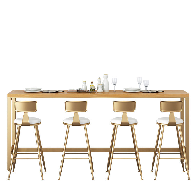 Contemporary Indoor Patio Bar Table Trestle Footrest Counter-height Pub Table 118.1"L x 15.7"W x 41.3"H Wood Without Chairs Clearhalo 'Bar Furniture' 'Bar Tables' 'bar_tables' 'furn' 'furn_bar_tables' 'Furniture' 'furniture_bar_tables' 'Kitchen & Dining Furniture' 5002757