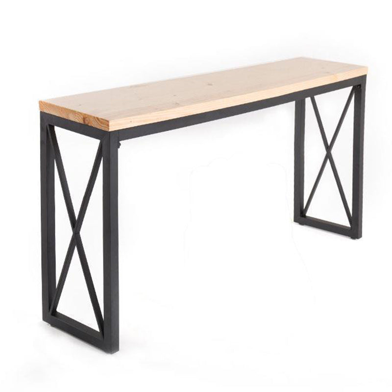 Pine Wood Bar Table Industrial Bar Dining Table with Sled Base in Black 86.6"L x 15.7"W x 41.3"H Without Chairs Clearhalo 'Bar Furniture' 'Bar Tables' 'bar_tables' 'furn' 'furn_bar_tables' 'Furniture' 'furniture_bar_tables' 'Kitchen & Dining Furniture' 5002784