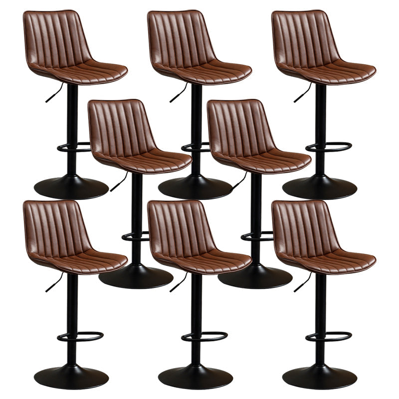 Contemporary Style Bar-stool Adjustable Counter Bar Stool with Metal Legs for Home Red Brown 8 Piece Set Bar Stool(31"H) Clearhalo 'Bar Furniture' 'Bar Stools' 'bar_stools' 'furn' 'furn_bar_stools' 'Furniture' 'furniture_bar_stools' 'Kitchen & Dining Furniture' 5002916