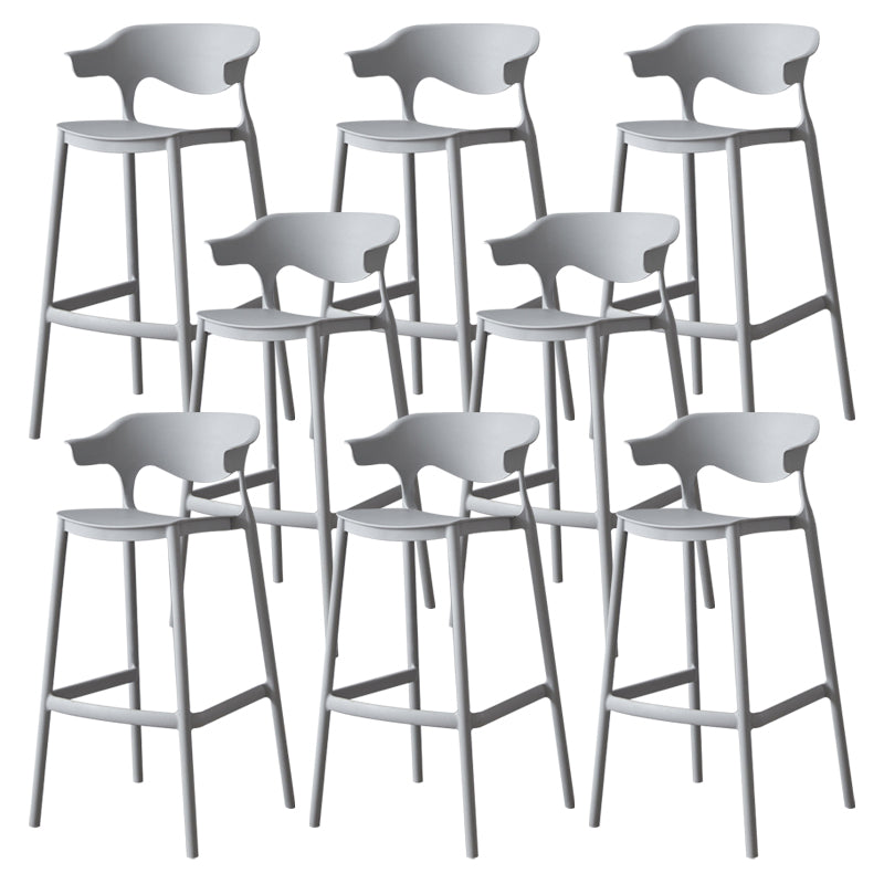 Nordic Stackable Bar-stool Plastic Counter Bar Stool with Plastic Legs for Home Grey 8 Piece Set Clearhalo 'Bar Furniture' 'Bar Stools' 'bar_stools' 'furn' 'furn_bar_stools' 'Furniture' 'furniture_bar_stools' 'Kitchen & Dining Furniture' 5002984