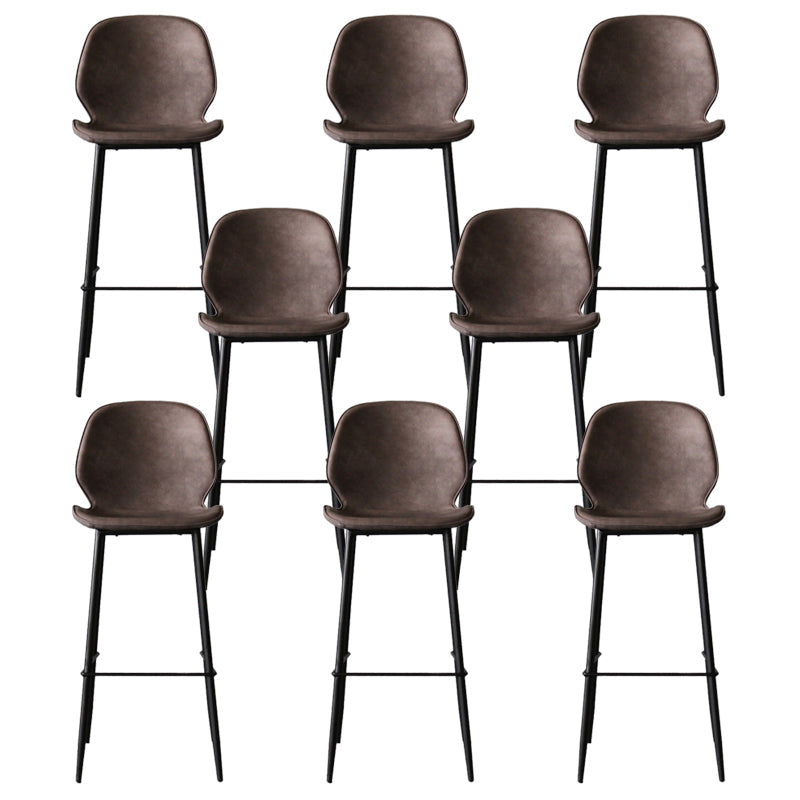 Industrial Style Bar-stool PU Leather Counter Bar Stool with Metal Legs for Kitchen Brown 8 Piece Set Clearhalo 'Bar Furniture' 'Bar Stools' 'bar_stools' 'furn' 'furn_bar_stools' 'Furniture' 'furniture_bar_stools' 'Kitchen & Dining Furniture' 5003092