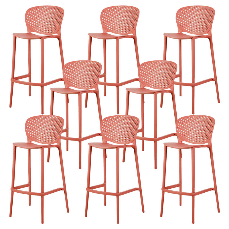 Contemporary Bar-stool Plastic Counter Bar Stool with Plastic Legs for Home Coral 8 Piece Set Clearhalo 'Bar Furniture' 'Bar Stools' 'bar_stools' 'furn' 'furn_bar_stools' 'Furniture' 'furniture_bar_stools' 'Kitchen & Dining Furniture' 5003134