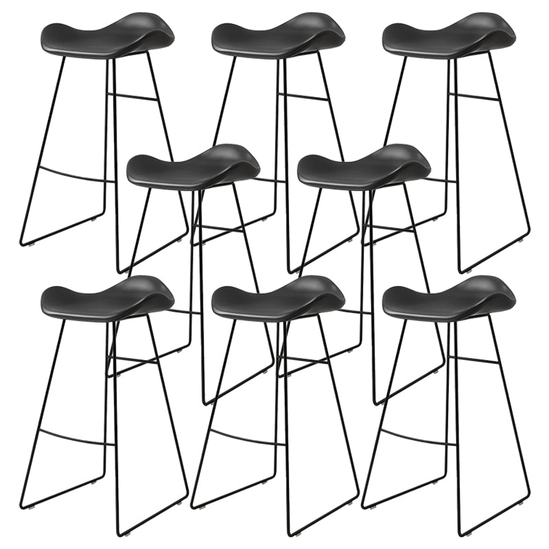 Industrial Style Bar-stool PU Leather Counter Bar Stool with Metal Legs for Home Black 8 Piece Set Clearhalo 'Bar Furniture' 'Bar Stools' 'bar_stools' 'furn' 'furn_bar_stools' 'Furniture' 'furniture_bar_stools' 'Kitchen & Dining Furniture' 5003157