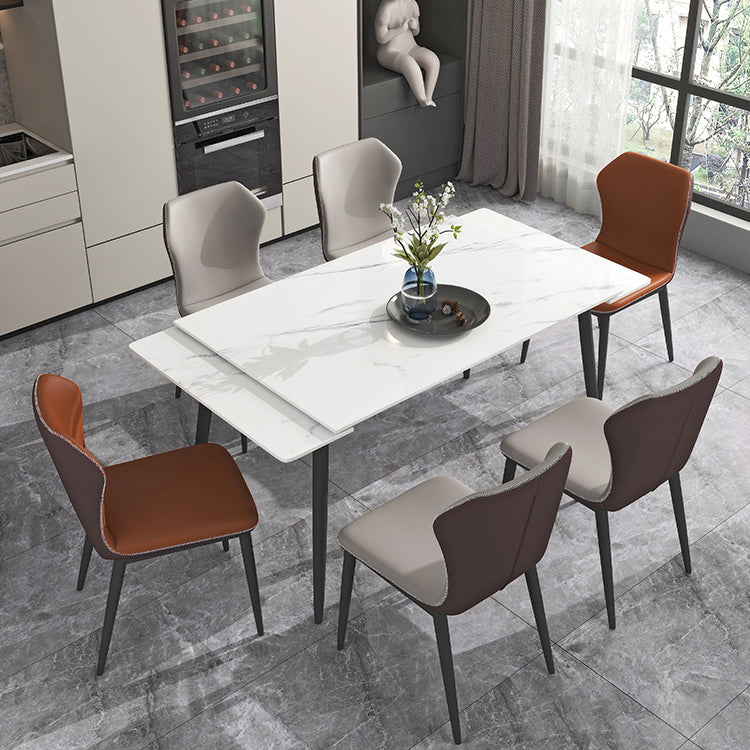 Modern Stone Dining Table Set 1/4/5/7 Pieces Dining Set for Home Use 7 Pieces: Table, 6 Chairs Clearhalo 'Dining Room Sets' 'Dining Tables & Seating' 'dining_room_set' 'furn' 'furn_dining_room_set' 'Furniture' 'furniture_dining_room_set' 'Kitchen & Dining Furniture' 5003695