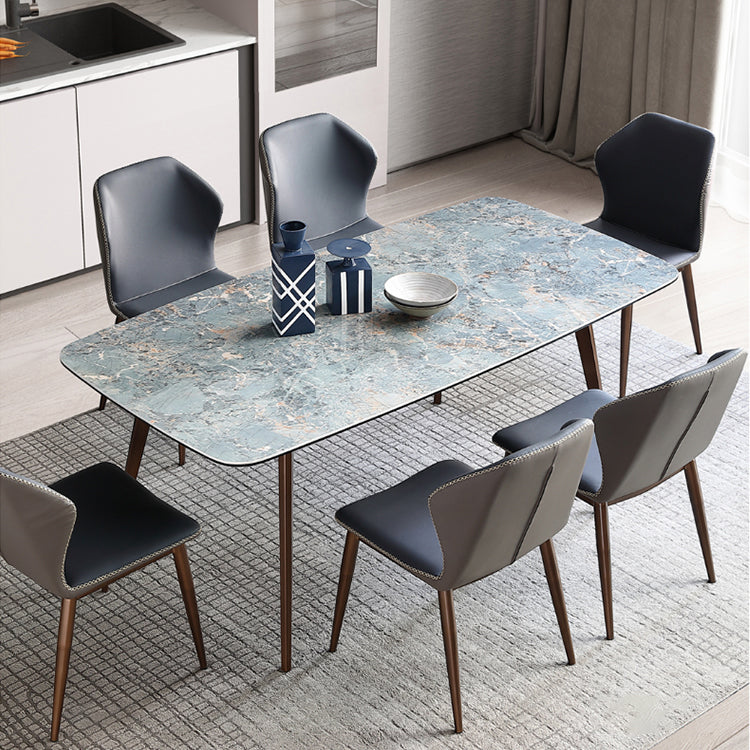 Modern Style Sintered Stone Top Dining Set 1/4/5/7 Pieces Dining Table with Chairs 7 Pieces: Table, 6 Chairs Clearhalo 'Dining Room Sets' 'Dining Tables & Seating' 'dining_room_set' 'furn' 'furn_dining_room_set' 'Furniture' 'furniture_dining_room_set' 'Kitchen & Dining Furniture' 5003713