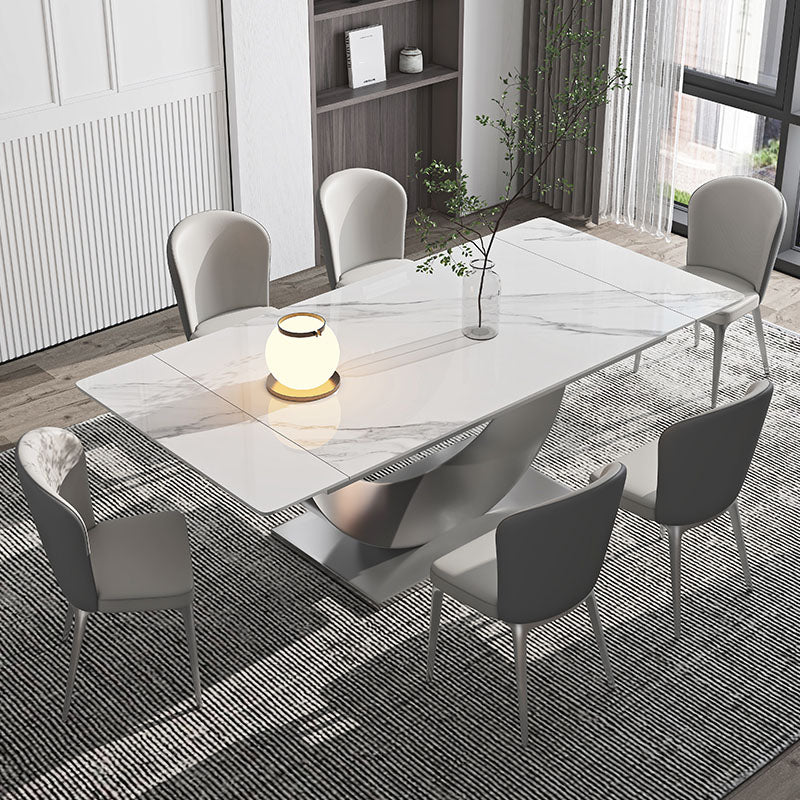 Modern Sintered Stone Dining Table Set 1/4/5/7 Pieces Dining Set for Home Use 7 Pieces: Table, 6 Chairs Clearhalo 'Dining Room Sets' 'Dining Tables & Seating' 'dining_room_set' 'furn' 'furn_dining_room_set' 'Furniture' 'furniture_dining_room_set' 'Kitchen & Dining Furniture' 5003880