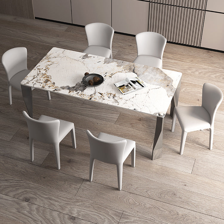 1/4/5/7 Pieces Sintered Stone Dining Table Set Dining Table and Dining Chairs 7 Pieces: Table, 6 Chairs Clearhalo 'Dining Room Sets' 'Dining Tables & Seating' 'dining_room_set' 'furn' 'furn_dining_room_set' 'Furniture' 'furniture_dining_room_set' 'Kitchen & Dining Furniture' 5003949