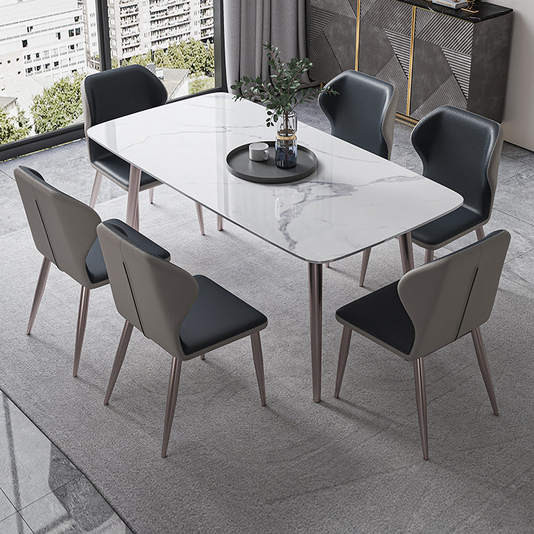 Modern Rectangle Sintered Stone Dining Table Set 1/4/5/7 Pieces Dining Set 7 Pieces: Table, 6 Chairs Clearhalo 'Dining Room Sets' 'Dining Tables & Seating' 'dining_room_set' 'furn' 'furn_dining_room_set' 'Furniture' 'furniture_dining_room_set' 'Kitchen & Dining Furniture' 5004017